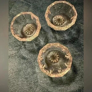 Vintage open salt cellar dish clear glass fan diamond pattern Set of 3 no chips